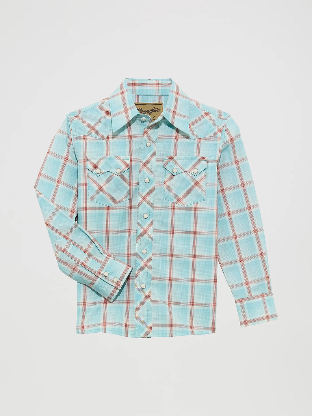 Wrangler - Kids Plaid Icy Blue Arena Shirt