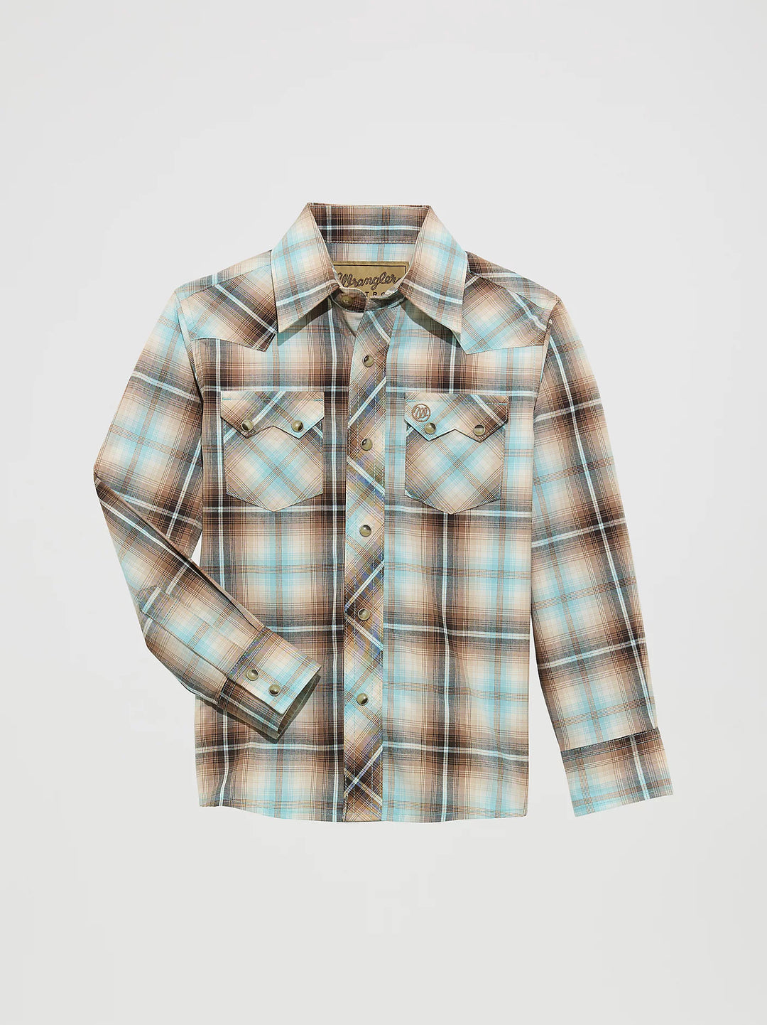 Wrangler - Kids Plaid Brown Arena Shirt