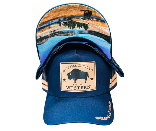 BBWS - Navy Bison Leather Patch Cap