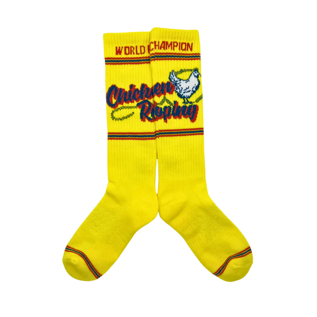 Lucky Chuck - Chicken Roping Yellow Performance Socks
