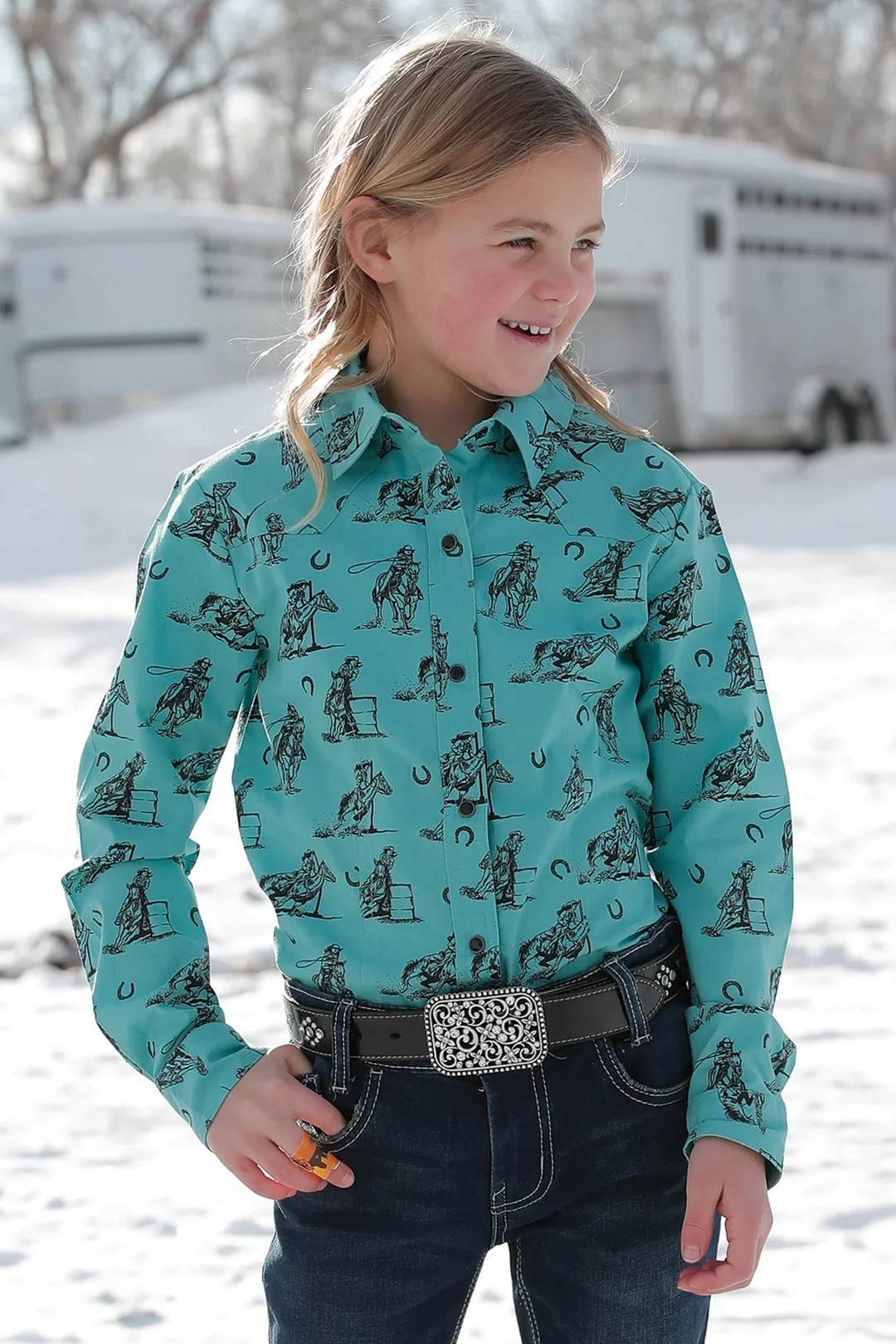 Cruel Girl - Kids Teal Cowgirl Arena Shirt