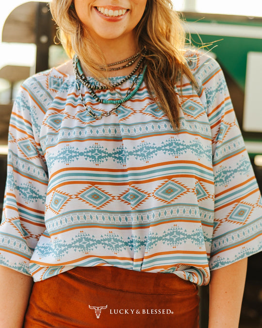 Buffalo Belle - Womens Aztec Printed Izzy Blouse