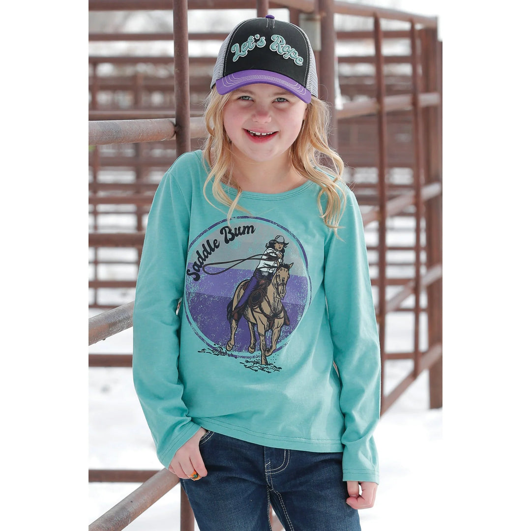 Cruel Girl - Kids Turquoise Cowgirl L/S tee