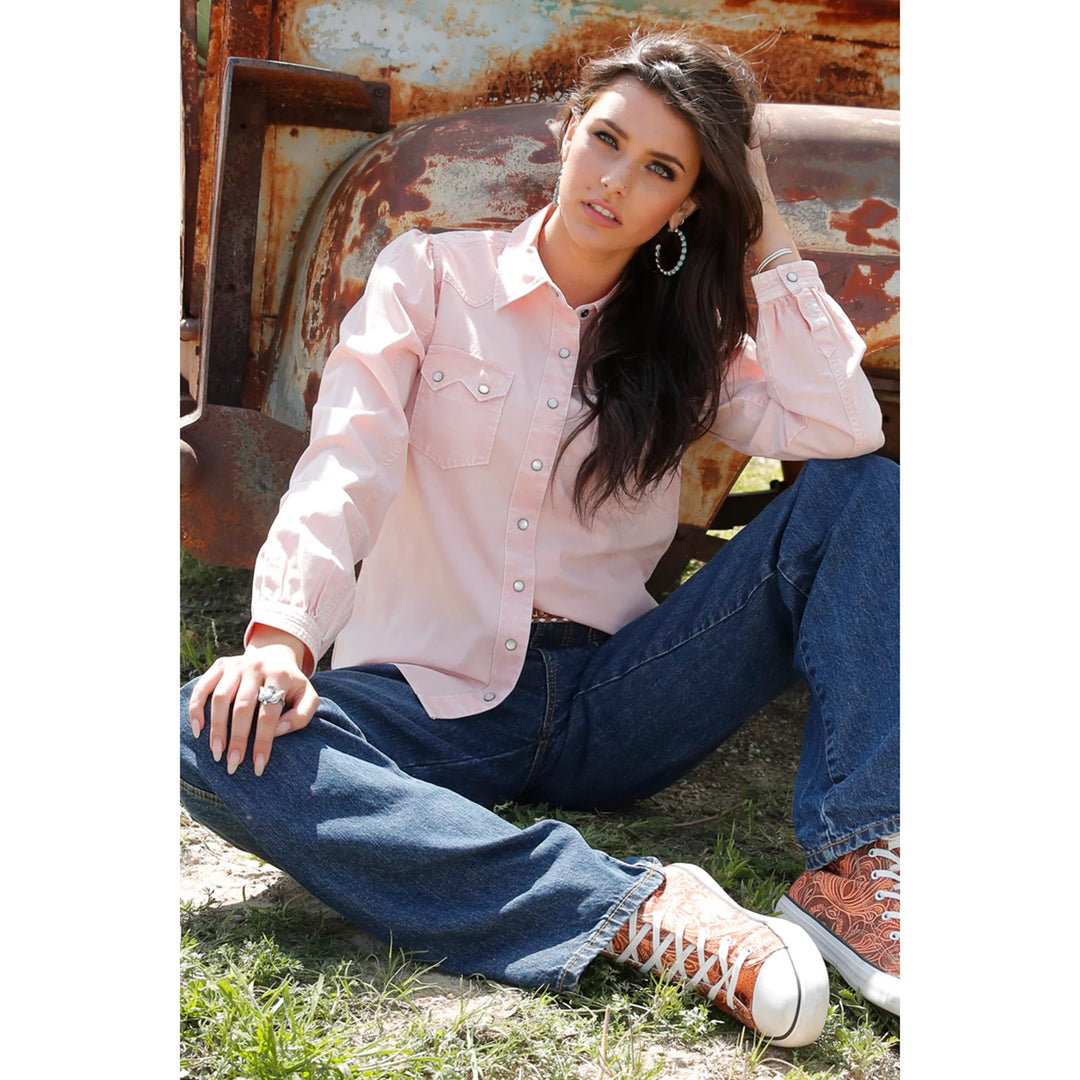 Cruel Girl - Womens Pink Pearl Snap Arena