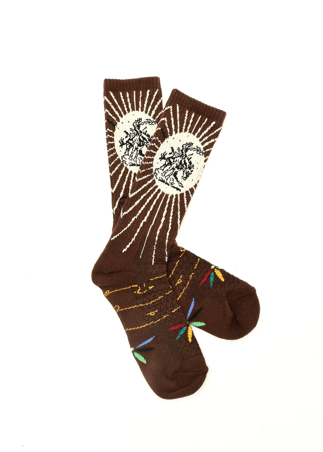 Lucky Chuck - Fringe Bucking Brown Western Cowgirl Performance Socks