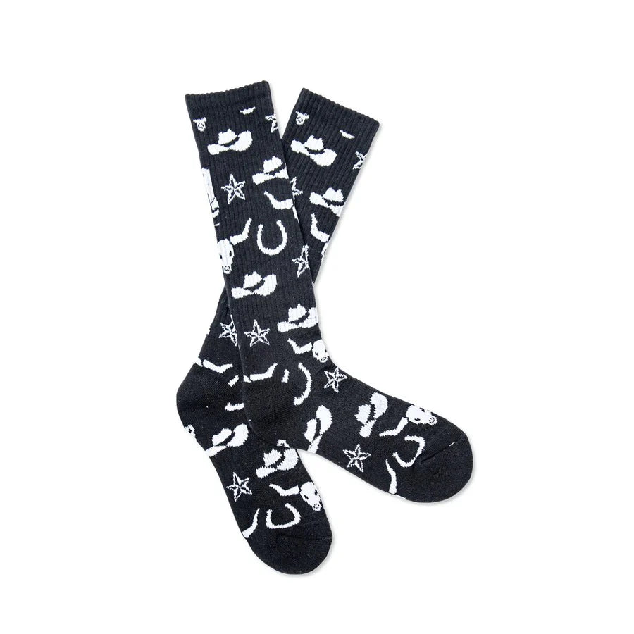 Lucky Chuck - Get Western Black And White Cowgirl Performance Socks