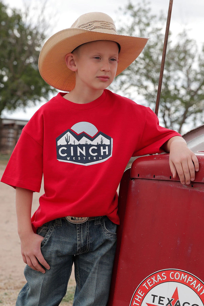 Cinch - Boys Red Logo Tee