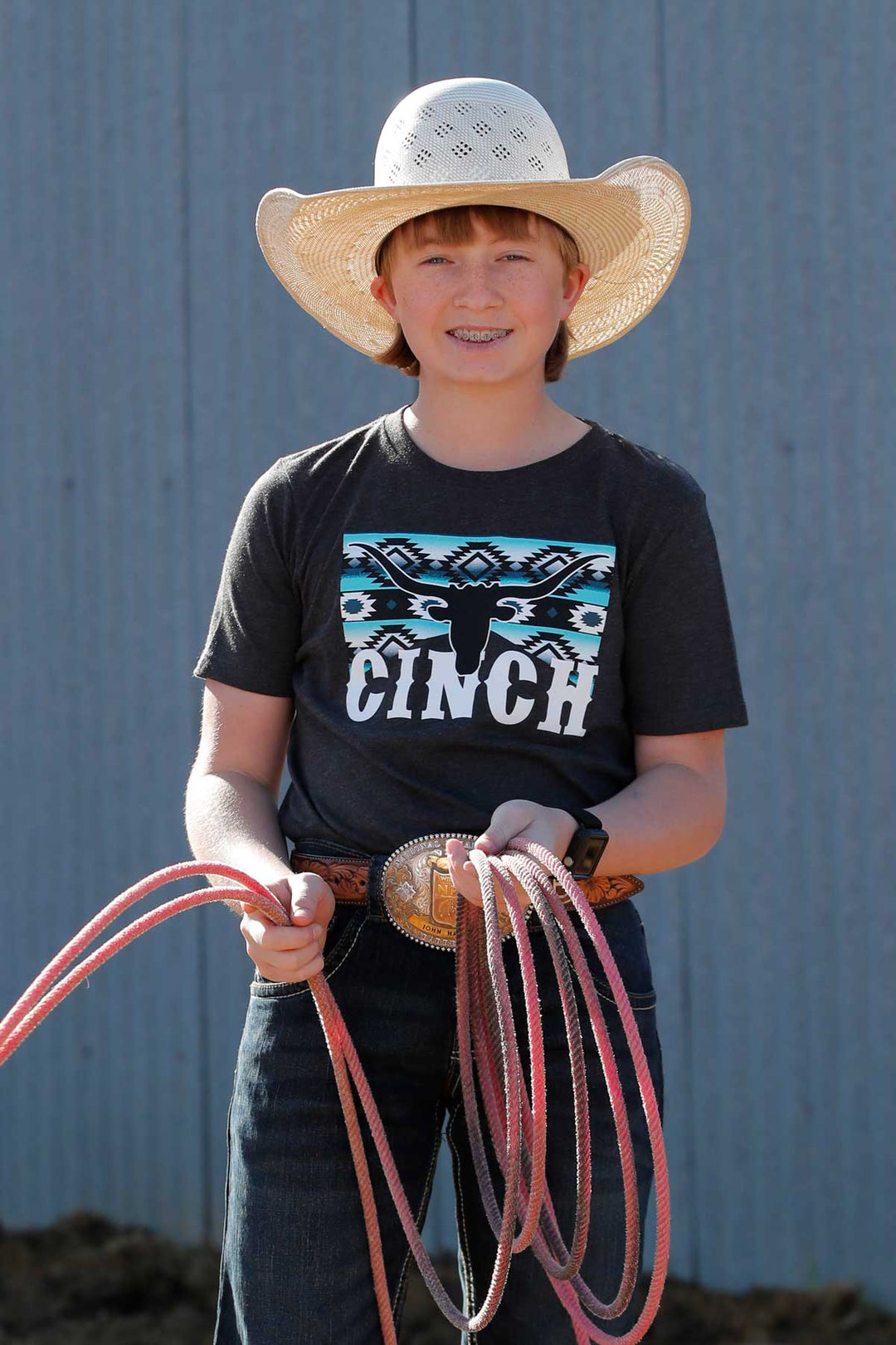 Cinch - Boys Longhorn Aztec Black Tee