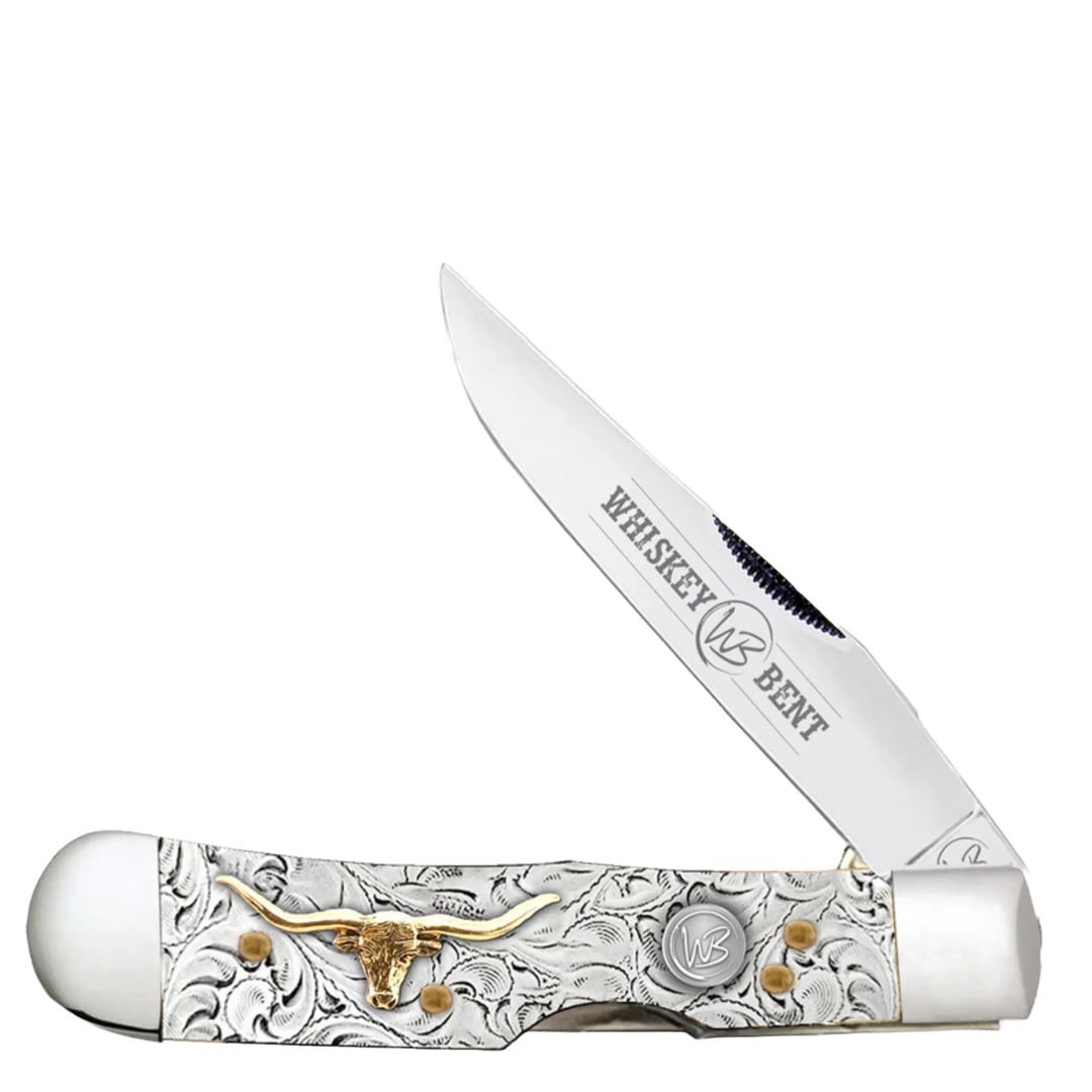 Whiskey Bent - Trapper Pocket Knife Single with Clip 50/50 Serrated 'Toro'