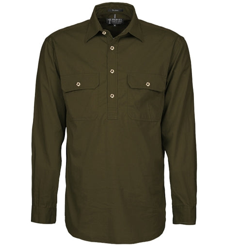 Ritemate - Pilbara Mens Olive Work Shirt Half Button