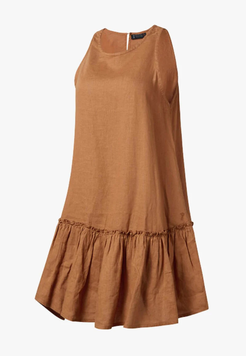 Ritemate - Womens Emma Linen Rust Sun Dress