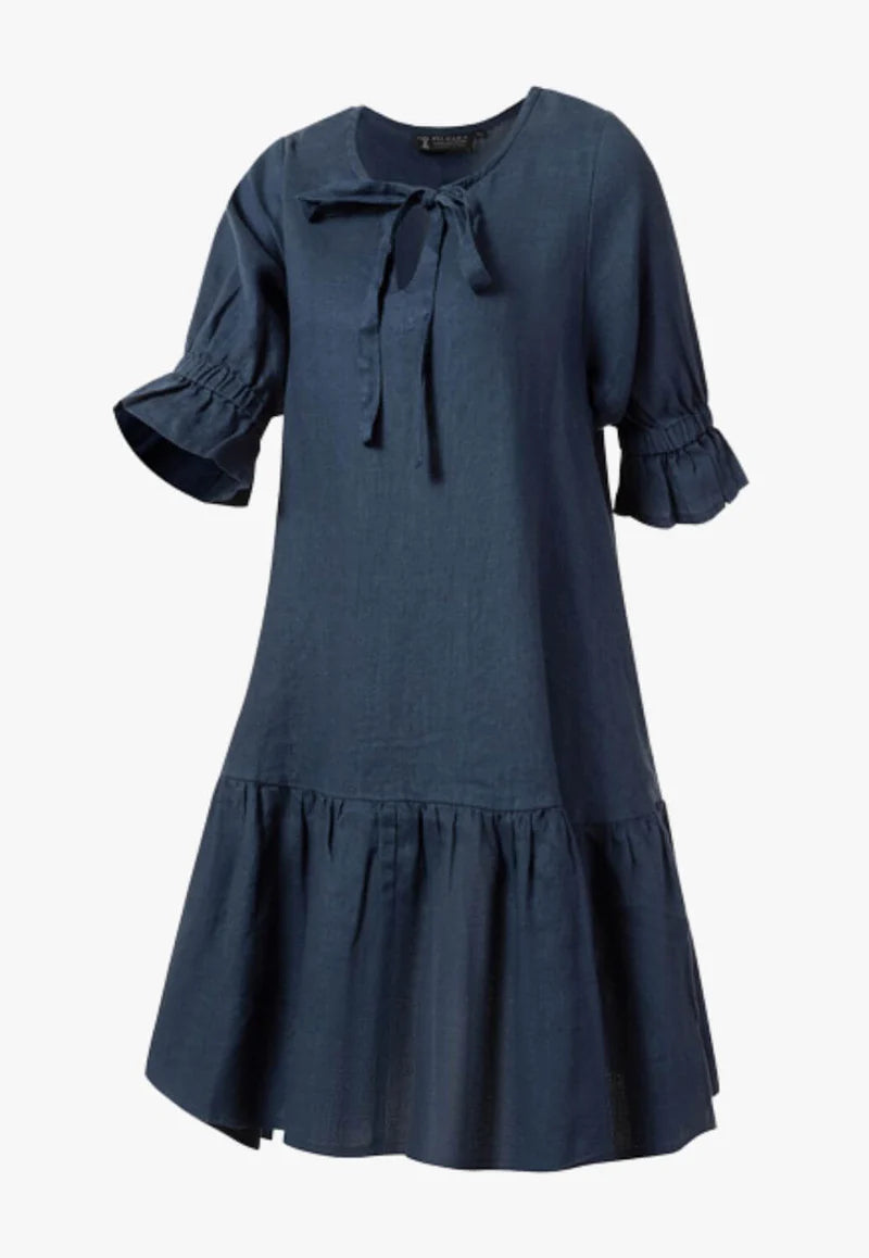 Ritemate - Womens Tilly Linen 3/4 Sleeve Navy Dress