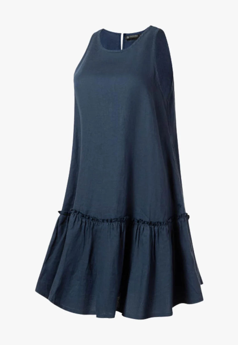 Ritemate - Womens Emma Linen Navy Sun Dress