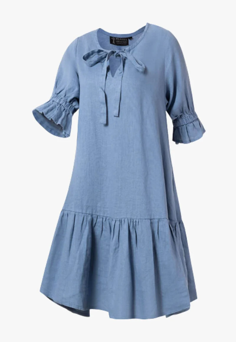 Ritemate - Womens Tilly Linen 3/4 Sleeve Slate Dress