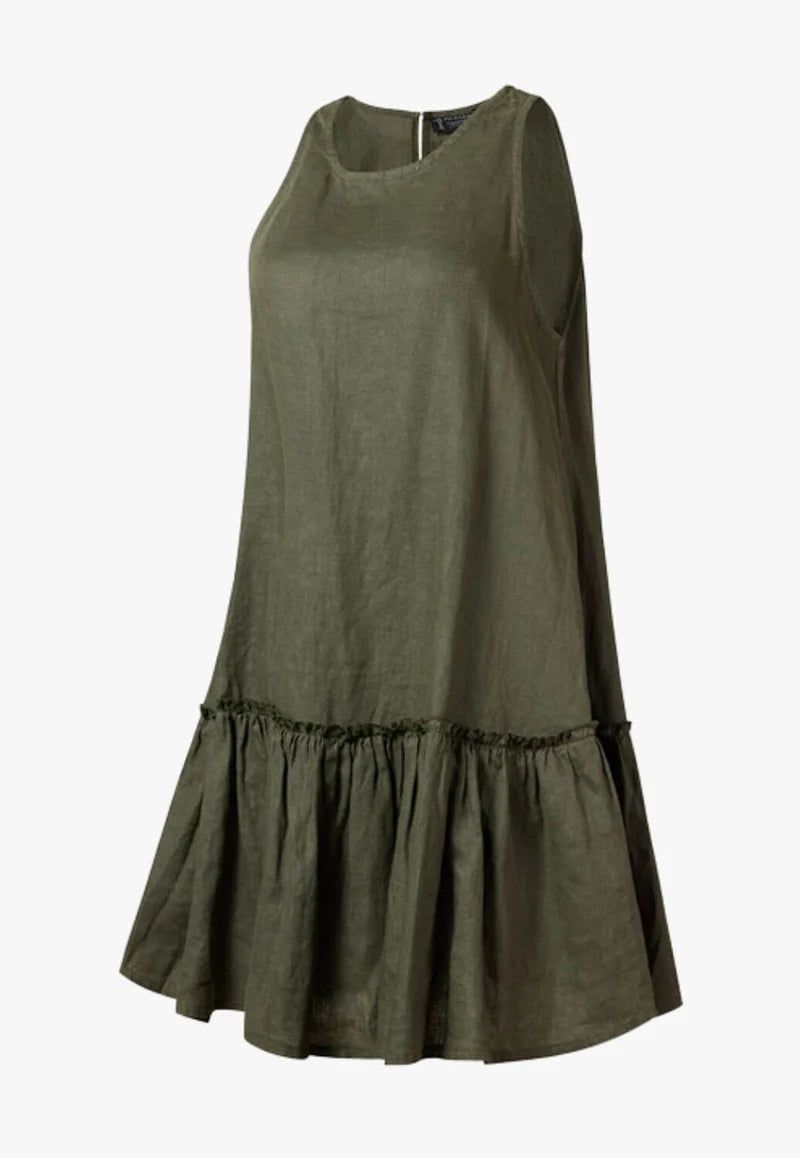Ritemate - Womens Emma Linen Olive Sun Dress