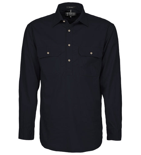 Ritemate - Pilbara Mens Black Work Shirt Half Button