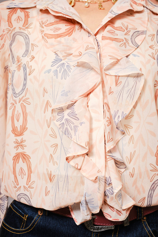 Buffalo Belle - Womens Sheer Ruffle Blouse