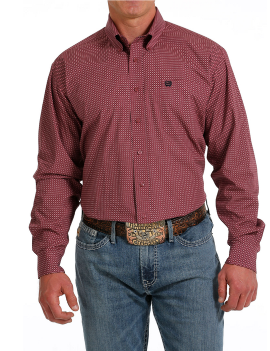 Cinch - Mens Burgundy Geometric Arena Shirt