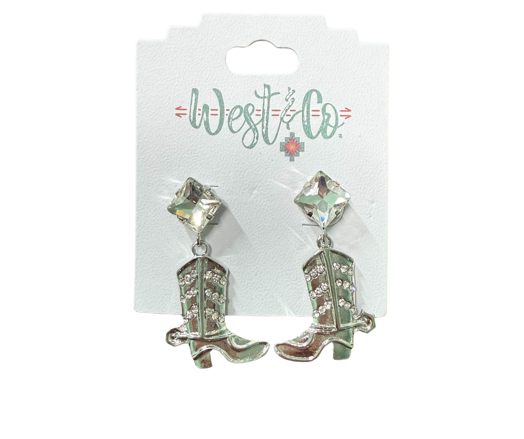West & Co - Sparkly Cowgirl Boot Earrings