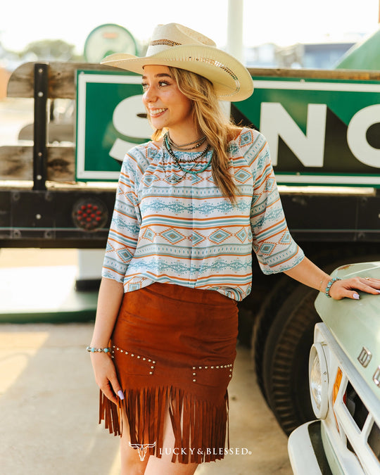 Buffalo Belle - Womens Aztec Printed Izzy Blouse