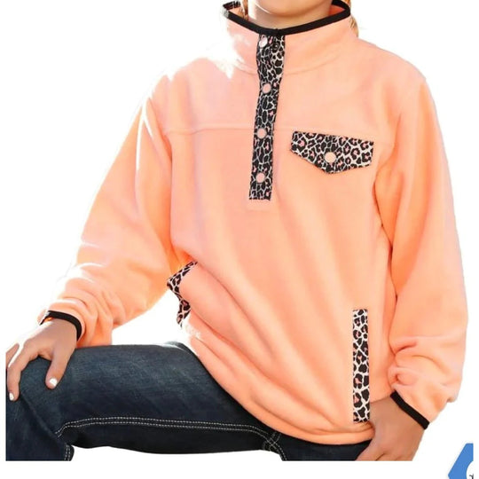 Cruel Girl - Girl Coral Cheetah Fleece Pullover