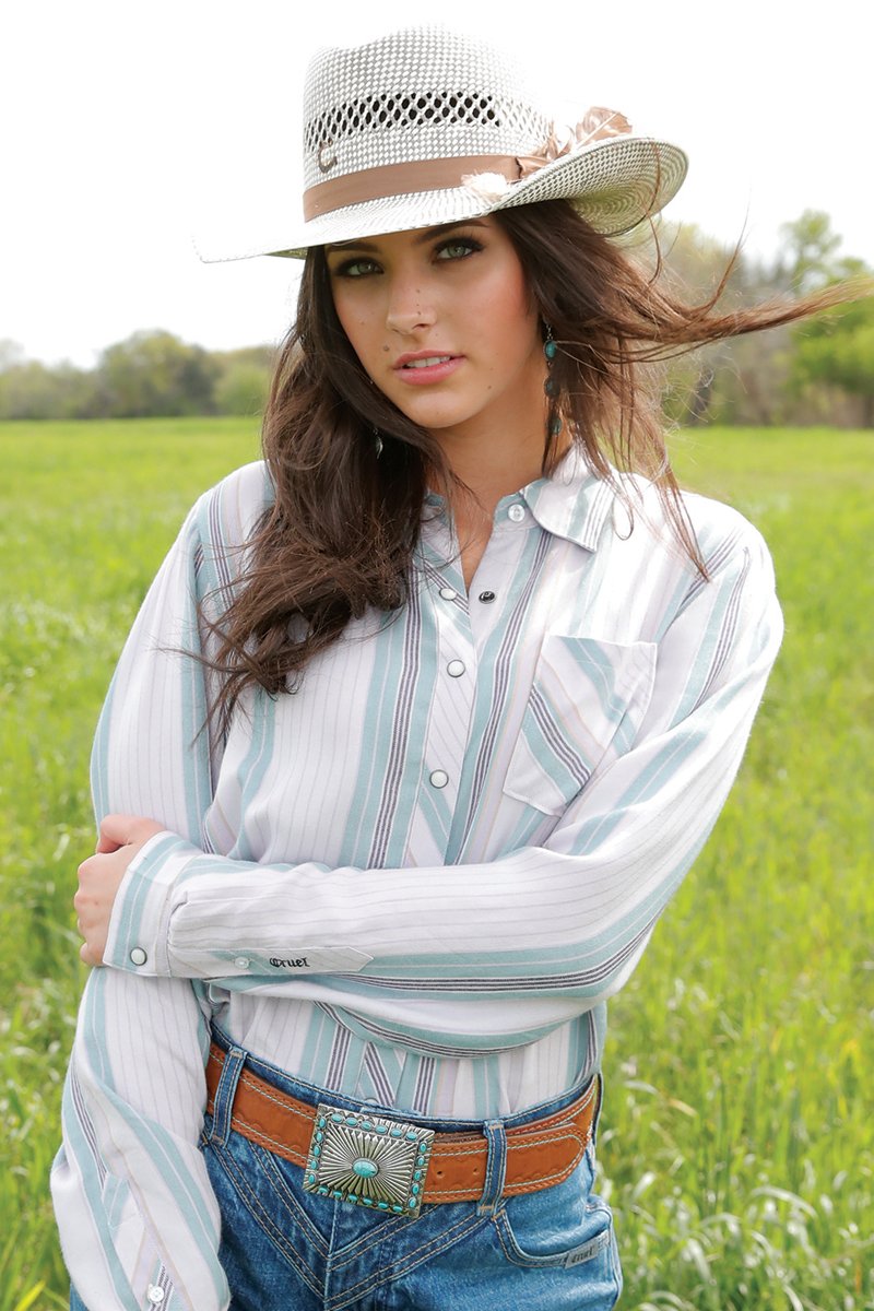 Cruel Girl - Womens Kellie White/Teal Arena Shirt
