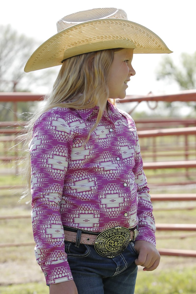 Cruel Girl - Pink Southwestern Snap Button Arena