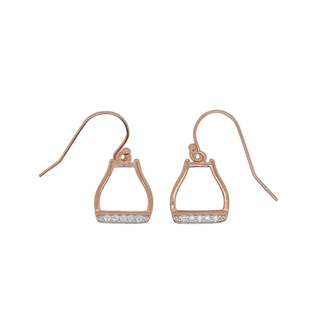 MCJ - ER0522 EARRINGS S/S RGP & CZ DROP STIRRUP