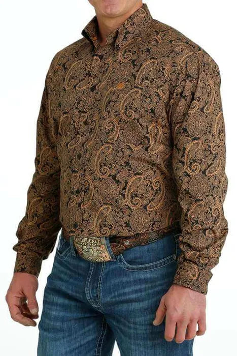 Cinch - Mens Black/Gold Paisley Arena Shirt