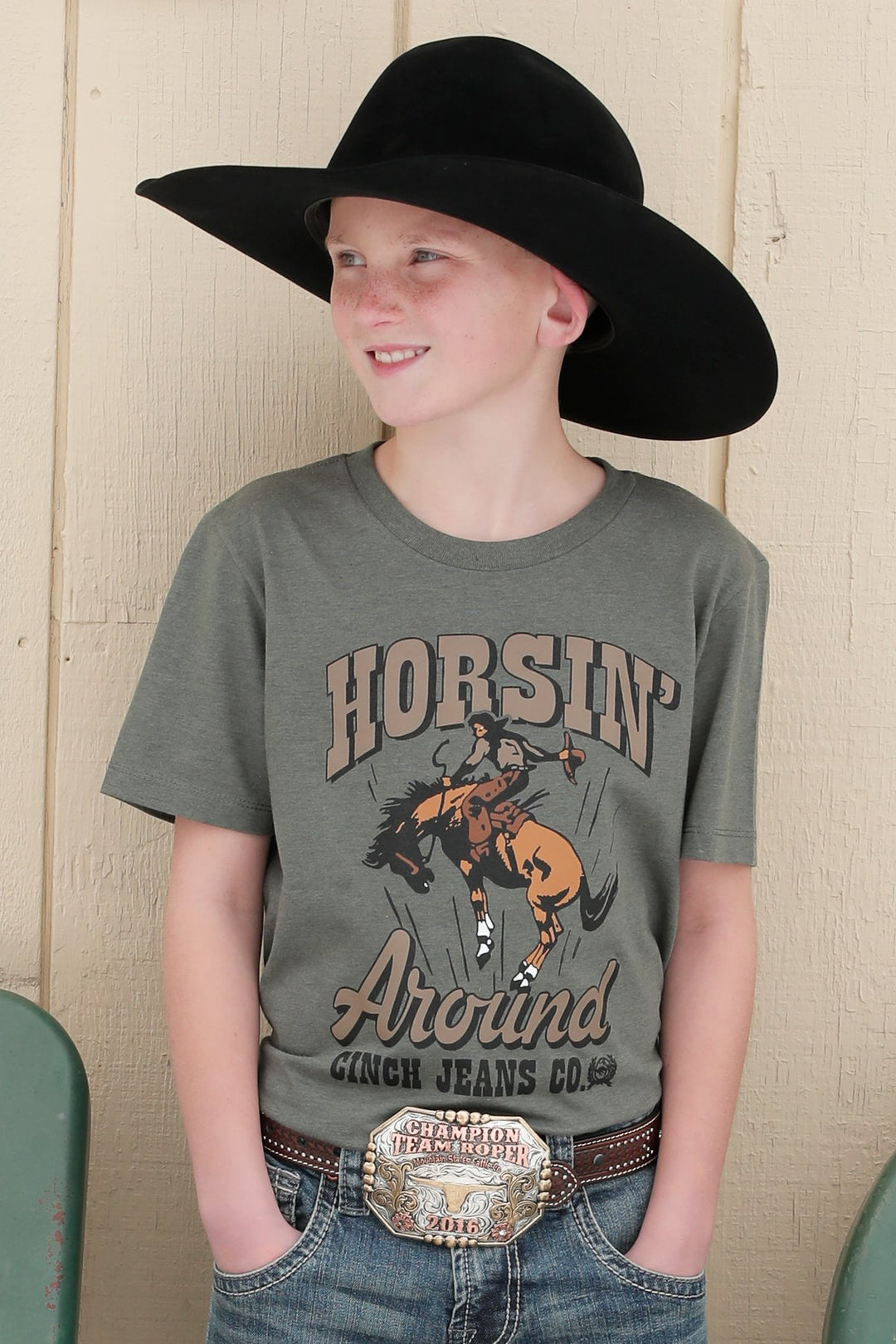 Cinch - Kids Olive Horsin Around Tee