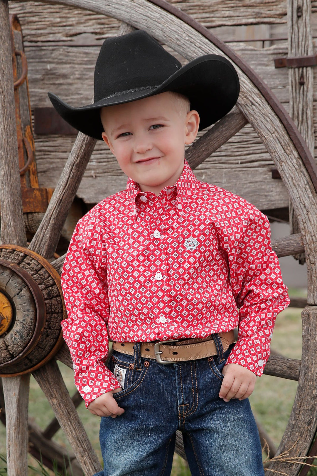 Cinch - Toddler Red Geo Arena Shirt