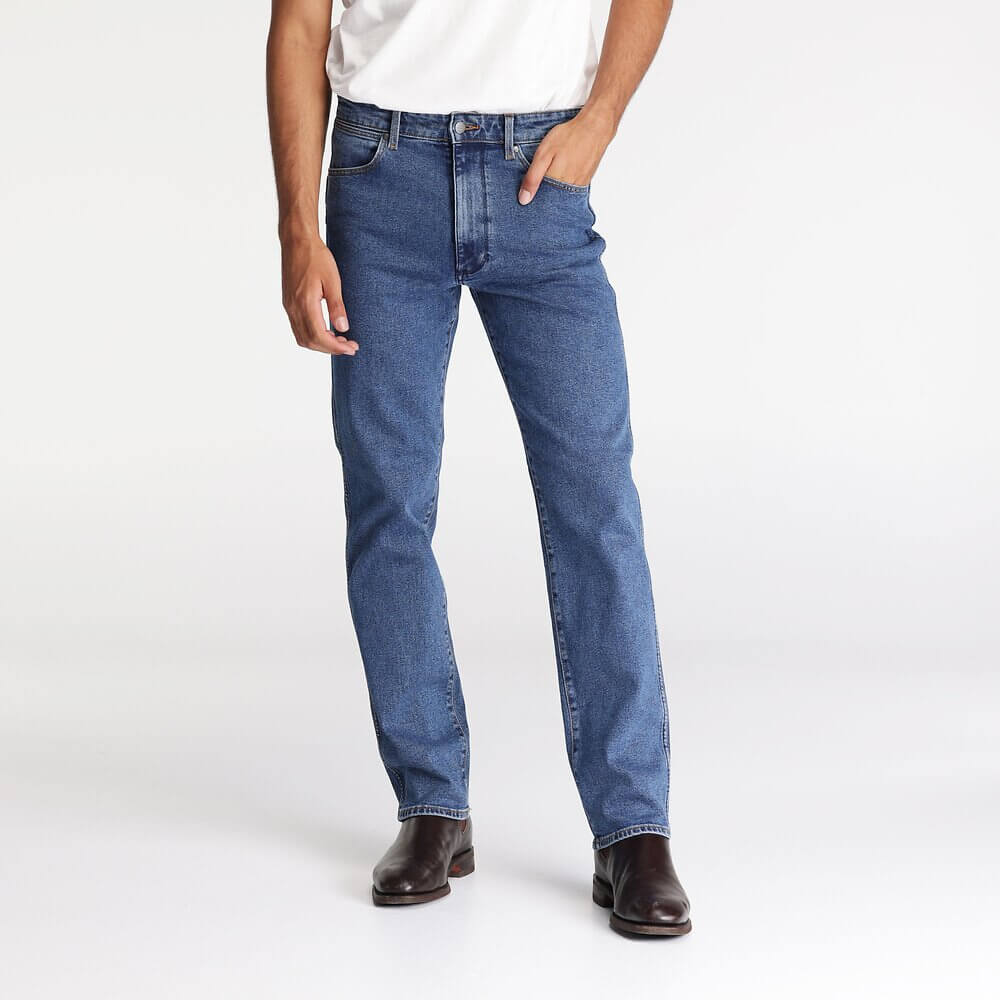 Wrangler - Retro Mens Straight Leg Jeans Original Stone