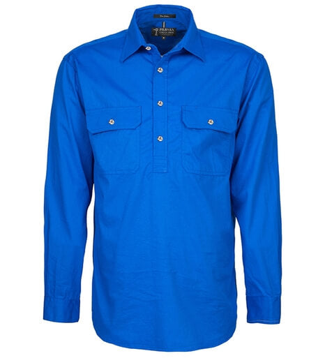 Ritemate - Pilbara Mens Cobalt Blue Work Shirt Half Button
