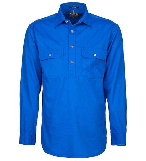 Ritemate - Pilbara Mens Cobalt Blue Work Shirt Half Buttonh
