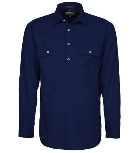 Ritemate - Pilbara Mens French Navy Half Button Work Shirt