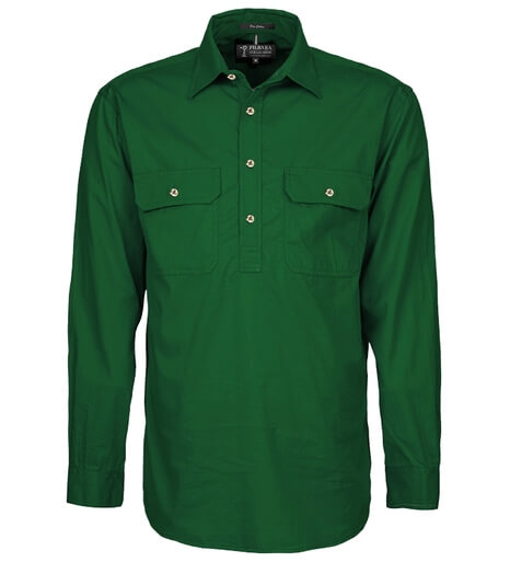Ritemate - Pilbara Mens Green Work Shirt Half Button