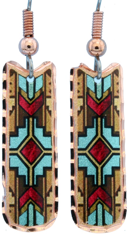 Native American - Burgundy & Turquoise Native Drop Earrings