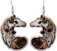 Native American - Feather & Horse Earrings