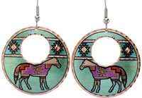 Native American - Painted Pony Hoop Earrings
