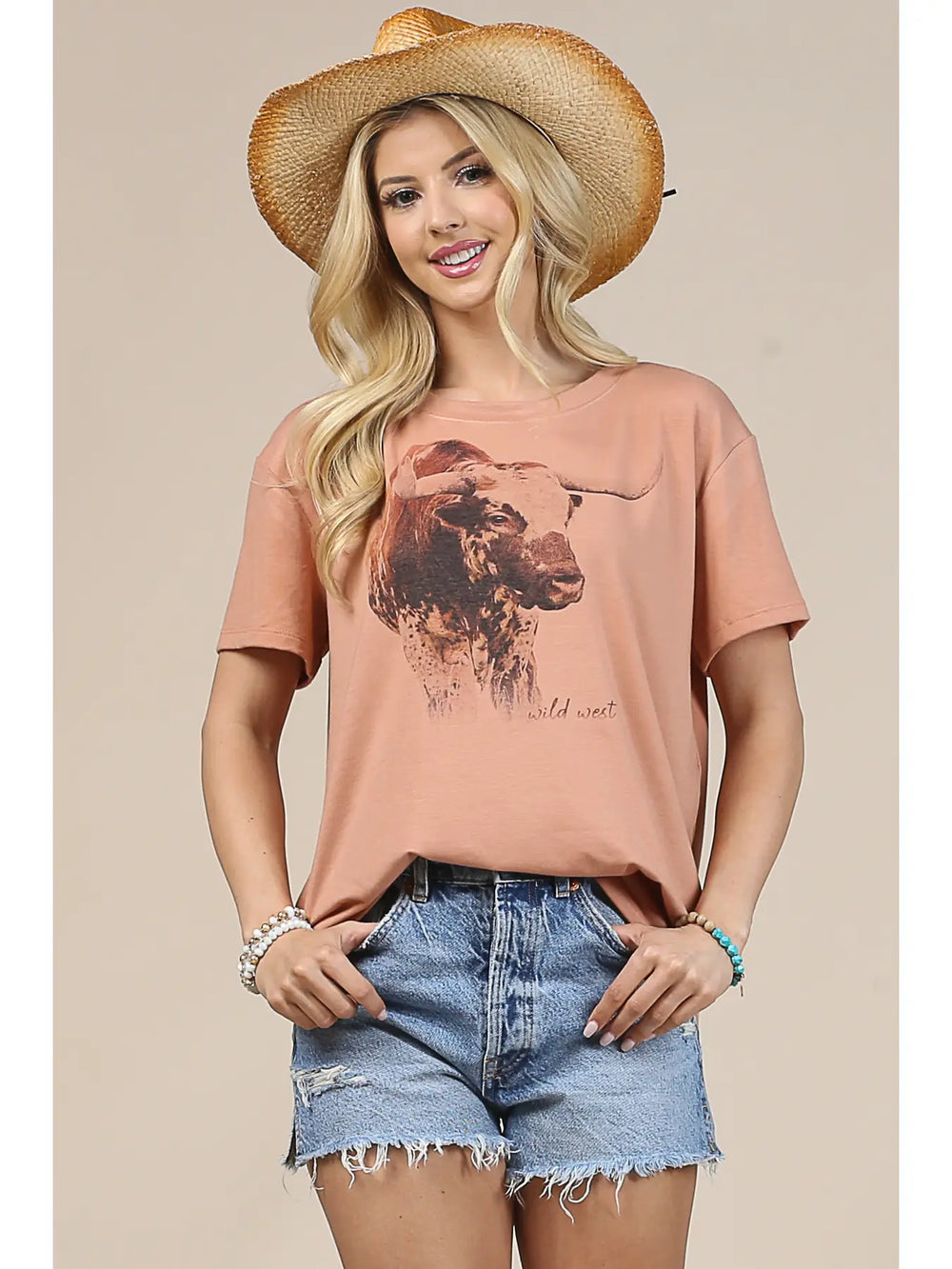 Buffalo Belle - Womens Longhorn Bull Tee
