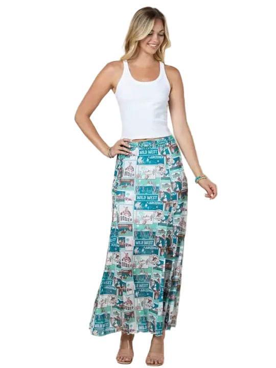 Buffalo Belle - Womens Bailey Wild West Print Maxi Skirt