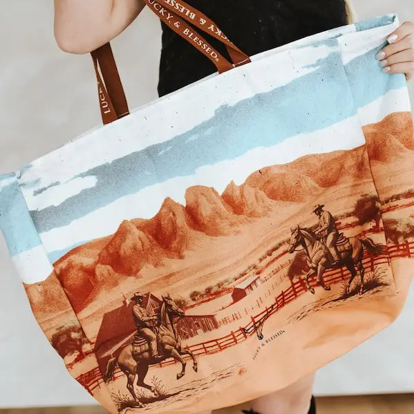 Buffalo Belle - Western Printed Large Tote Bags Variants