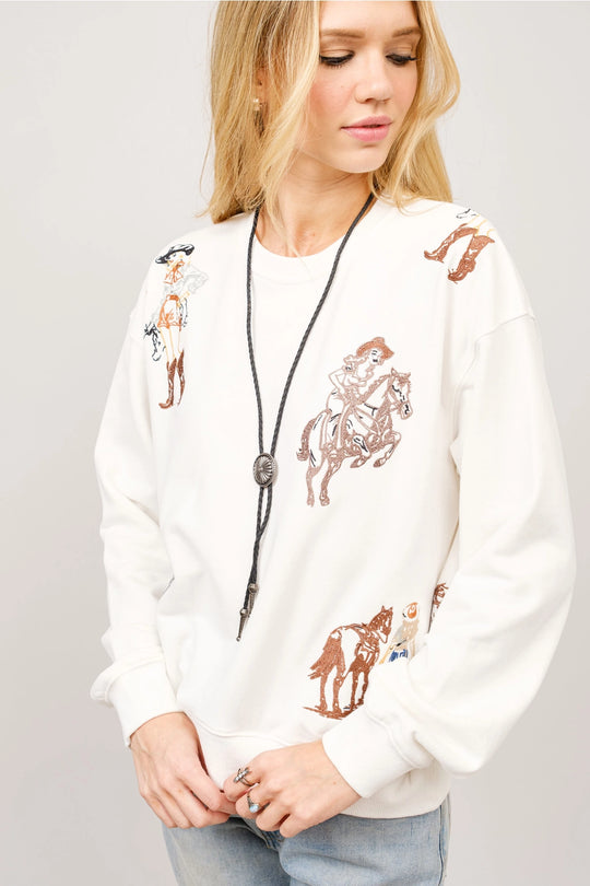 Buffalo Belle - Womens Buckaroo White Sweater