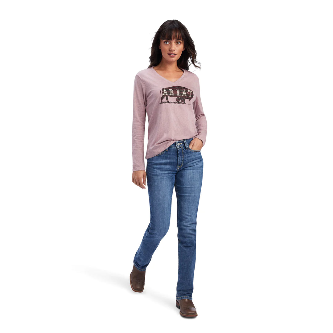 Ariat - Womens REAL Bison Relaxed Tee Rose