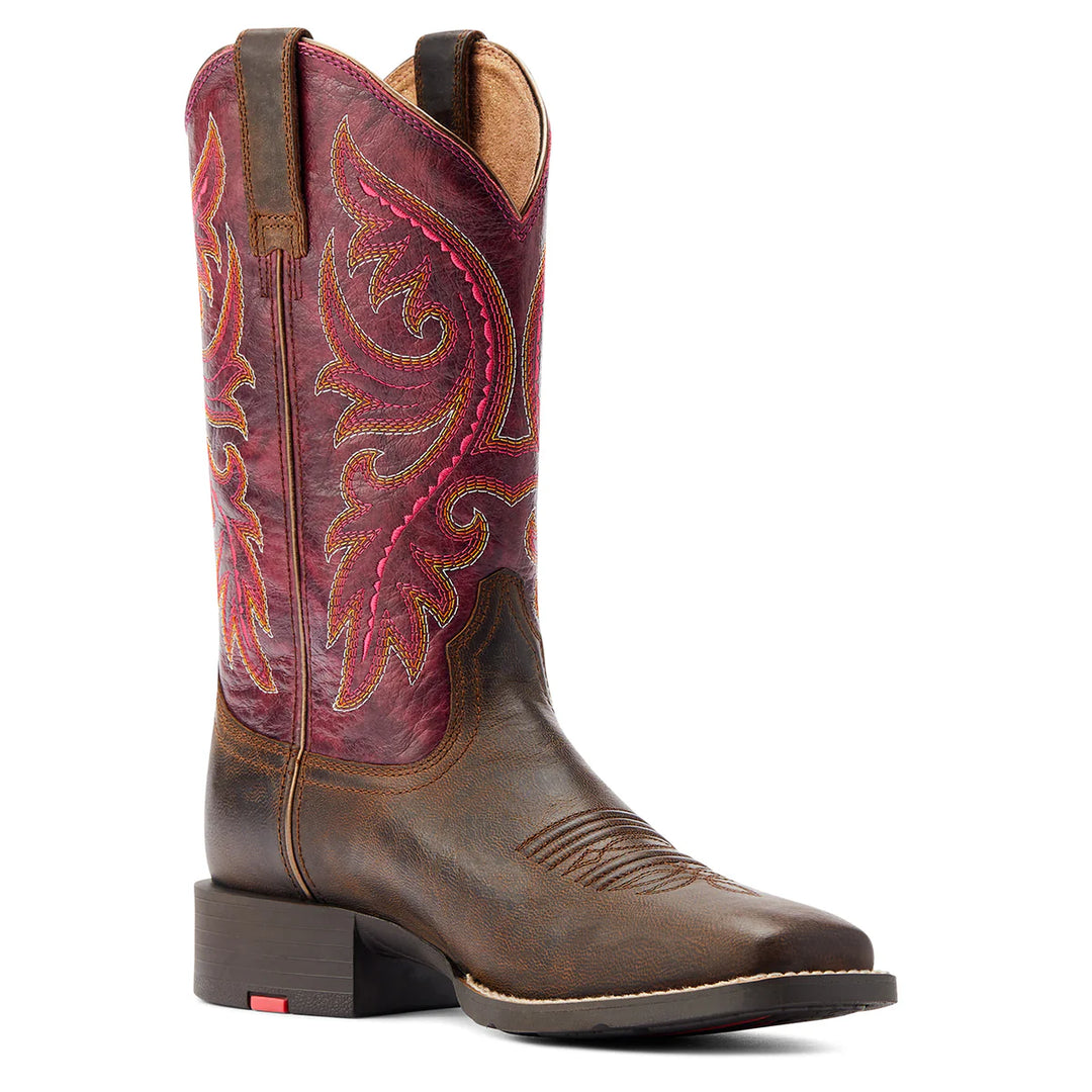 Ariat - Round Up Back Zip Mocha/ Rasberry Boots