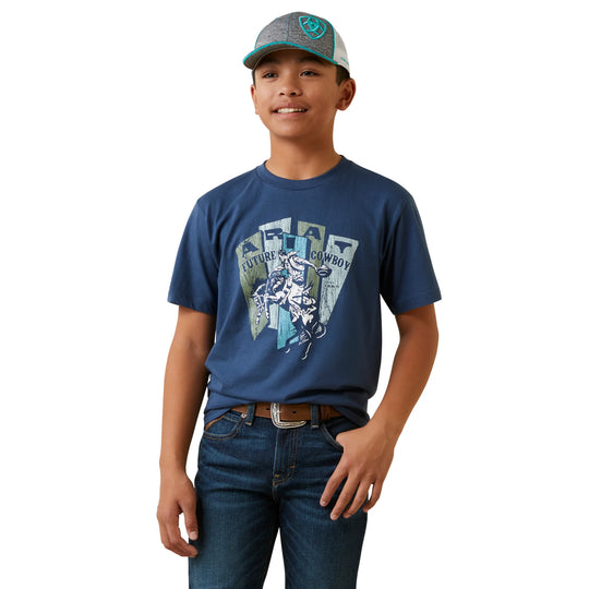 Ariat - Boys Cowboy Planks Tee Light Navy