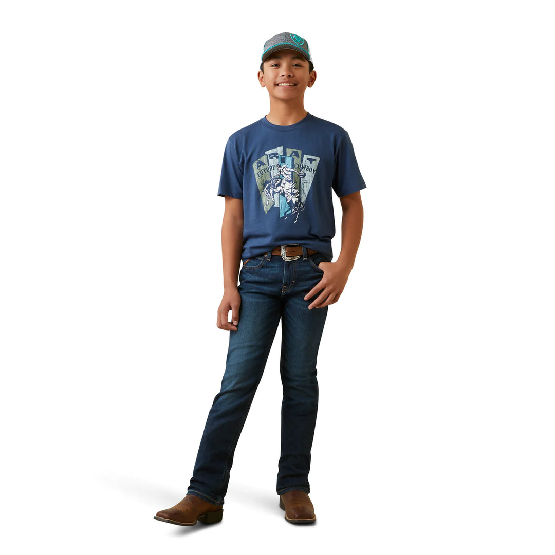 Ariat - Boys Cowboy Planks Tee Light Navy