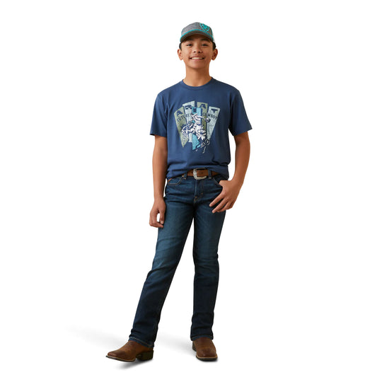 Ariat - Boys Cowboy Planks Tee Light Navy