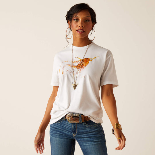 Ariat - Womens Longhorn Cow Tee