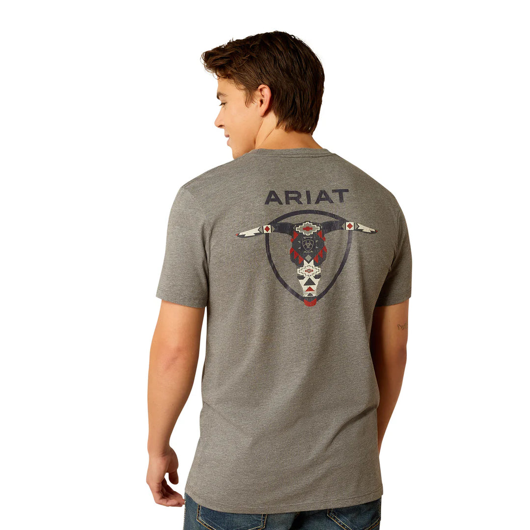 Ariat - Mens Grey Longhorn Tee